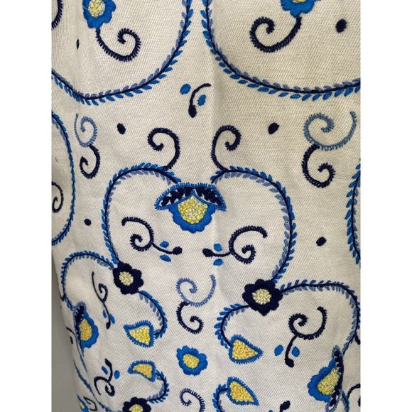 Vintage Homemade Jumper Dress Pinafore Apron 70's Embroidery Calico Farm Cottage - Picture 12 of 12